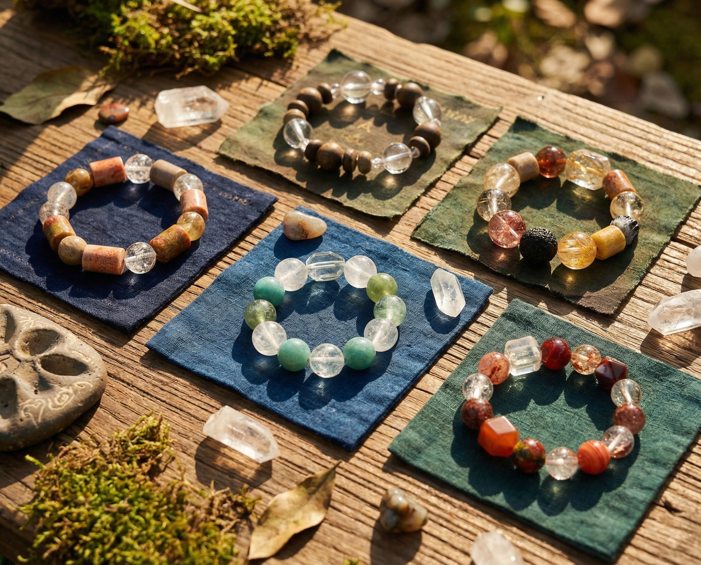Faceted Clear Quartz and Wood Bracelet | Yoshiko Crystal