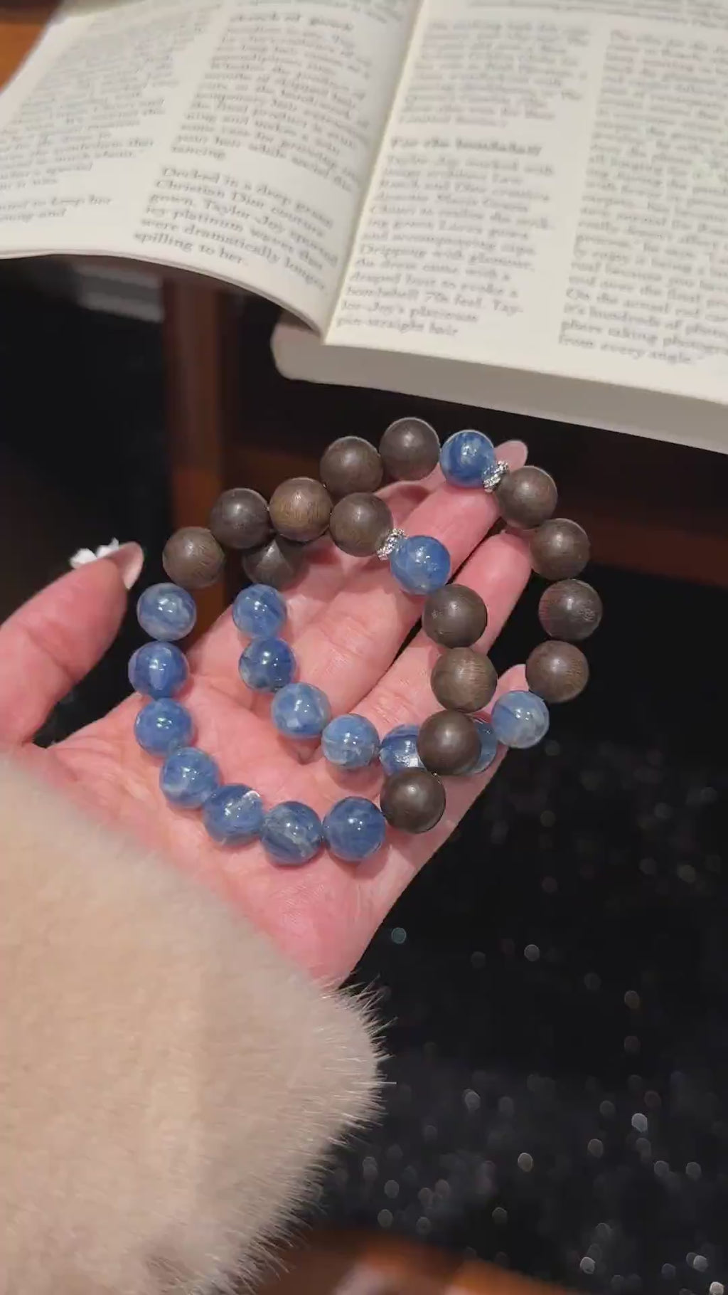 Kyanite and Wood Bracelet | Blue Ice Gaze
