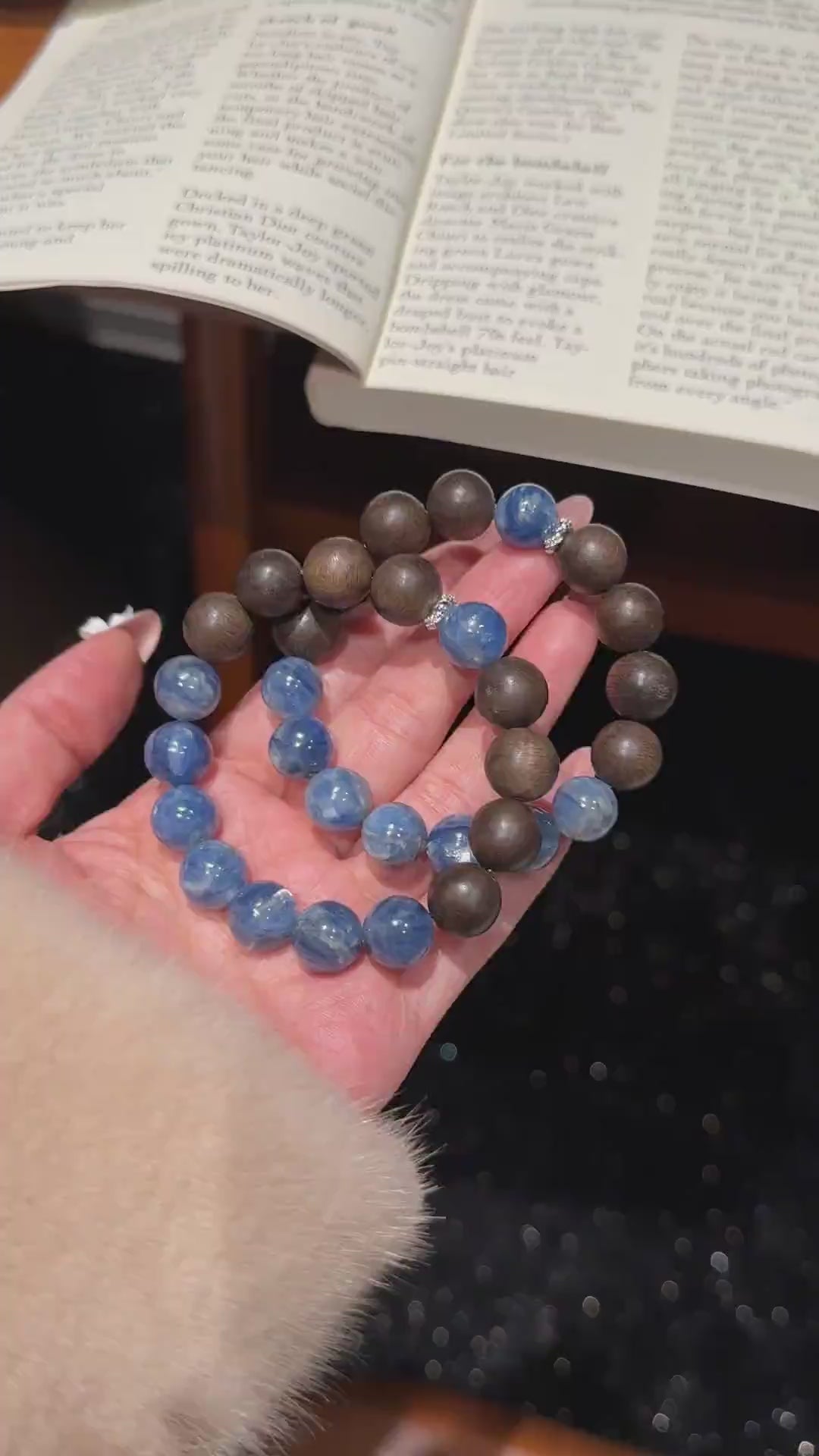 Kyanite and Wood Bracelet | Blue Ice Gaze